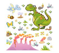 Dinosauri vulcani farfalle fiori api adesivi murali cameretta wal sticker 30 PZ.
