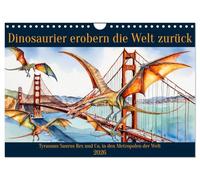 Dinosaurier erobern die Welt zurück (Wandkalender 2026 DIN A4 quer), CALVENDO Monatskalender: Tyrannus Saurus Rex und Co. in den Metropolen der Erde