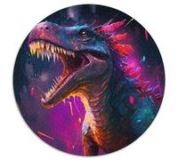 Dinosaurier-Puzzle, 1000 Teile, rund, Papierpuzzle, Kunstwerk, Dekor, Intelligenzspielzeug für Indoor-Spiele mit der Familie, 1000 Stück (67,5x67,5cm)