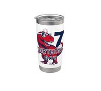 DINOSAURIO COMPLEANNO BIMBO 7 ANNI DINOSAURIO BASEBALL 7° COMPLEANNO Bicchiere termico in acciaio inox doppia parete