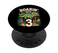Dinosauro 3 ° compleanno divertimento 3 anni bambini PopSockets PopGrip Adesivo