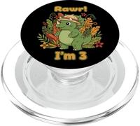 Dinosauro 3 ° compleanno divertimento 3 anni bambini PopSockets PopGrip per MagSafe