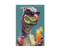 Dinosauro Bere Bevande Teal Benvenuto Giardino Bandiera Doppio Lato Verticale 30x45 Pollici Banner Yard Outdoor Fattoria Decor