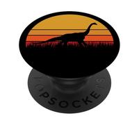 Dinosauro Brontosauro Dino Museo Retro Arancione Carino PopSockets PopGrip Adesivo