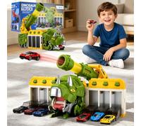 Dinosauro camion giocattolo lanciatore 12 mini auto pieghevole garage regalo