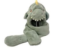 Dinosauro Cartoon 3 In 1 Cappello Con Sciarpa Tasca Guanti Felpa Con Cappuccio In Velluto Paraorecchie Set Inverno All'aperto Per Bambini 3-15 Anni E Guanto Combinato Sciarpa Cappello Guanti Set
