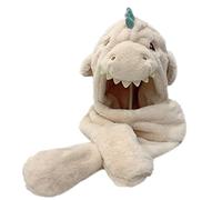 Dinosauro Cartoon 3 In 1 Cappello Con Sciarpa Tasca Guanti Felpa Con Cappuccio In Velluto Paraorecchie Set Inverno All'aperto Per Bambini 3-15 Anni E Guanto Combinato Sciarpa Cappello Guanti Set