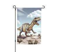 Dinosauro che cammina bandiere da passeggio con dinosauro per esterni, 30,5 x 45,7 cm, stampa su entrambi i lati, bandiera da giardino per esterni, bandiera per vacanze con occhielli, bandiera per