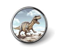 Dinosauro che cammina Spilla da bavero Dinosauro che cammina Spille squisite Bottoni personalizzati Distintivo Spilla unica in metallo Distintivo rotondo Spille rotonde alla moda per borse e vestit
