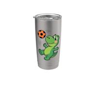 Dinosauro che gioca a calcio dinosauri per bambini Bicchiere termico in acciaio inox doppia parete