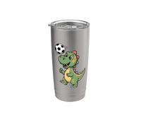 Dinosauro che gioca a calcio dinosauri per bambini Bicchiere termico in acciaio inox doppia parete