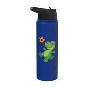 Dinosauro che gioca a calcio dinosauri per bambini Stainless Steel Insulated Water Bottle