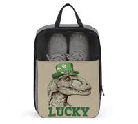 Dinosauro che indossa cappello da leprechaun verde borsa per scarpe da viaggio per uso quotidiano anti-polvere porta scarpe da golf