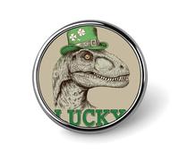 Dinosauro che indossa cappello leprechaun verde spilla rotonda per uomo donna moda distintivo collare pin vestito giacca zaino accessori