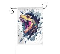 Dinosauro che rompe il muro bandiera da giardino 30 x 45 cm verticale su entrambi i lati per fattoria vacanze decorazioni esterne bandiera cortile