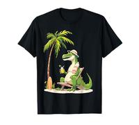 Dinosauro Che Tiene Frutta Spiaggia Albero Illustrazione Arte Maglietta