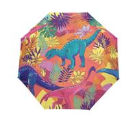 Dinosauro Colorato Dei Cartoni Animati Della Giungla Ombrello Pieghevole Automatico Ombrelli Antivento Protezione UV da Viaggio per Bambini Ragazzi Ragazze