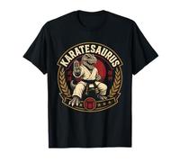 Dinosauro con Grafica Karate Karatesaurus Dojo Warrior T-Rex Maglietta