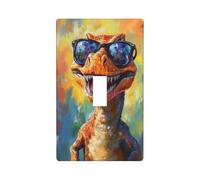 Dinosauro con occhiali da sole Copertura interruttore decorativo singolo Toggle 1 Gang Piastra da parete per cucina fattoria camera da letto bagno Art Decor
