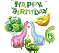 Dinosauro, decorazione di compleanno, 6° compleanno, dinosauro, palloncini in alluminio, decorazione di compleanno per ragazzi, numero Ballon 6, per dinosauri festa della giungla, compleanno dei