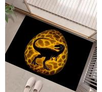 Dinosauro Dei Cartoni Animati Zerbino Ingresso Interno 50 X 80 Cm, Uovo Di Dinosauro Dorato Zerbino Entrata Ingresso Con Fondo Antiscivolo Tpr, Tappeto Ingresso Per Casa O Ufficio, Nero