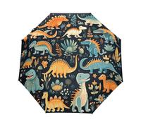Dinosauro Della Giungla Dei Cartoni Animati Ombrello Pieghevole Automatico Ombrelli Antivento Protezione UV da Viaggio per Bambini Ragazzi Ragazze