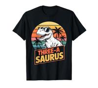Dinosauro di 3 anni Compleanno 3 ° T Rex Dino Four Saurus Maglietta
