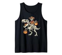 Dinosauro di Halloween Divertente da Cowboy a Scheletro T-Rex Canotta
