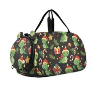 Dinosauro di Natale Presente Piccola Borsa da Palestra con Scomparto Scarpe Multifunzionale Carry On Bag per Viaggi, Sport, Fitness & Allenamento bolsos de para hombre, Regalo di dinosauro di Natale