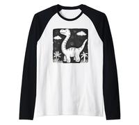 Dinosauro disegnato divertente per bambini con vestito di gesso Maglia con Maniche Raglan