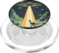 Dinosauro divertente irradiato da UFO per Humor cosmico PopSockets PopGrip per MagSafe