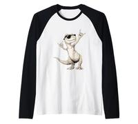 Dinosauro Fresco con Occhiali da Sole Maglia con Maniche Raglan