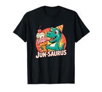Dinosauro Gelato Giugno Festa di Compleanno Jun-Saurus Pun Maglietta