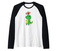 Dinosauro Gioca a Football Americano Maglia con Maniche Raglan
