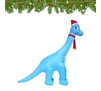 Dinosauro gonfiabile natalizio - Decorazione LED da 3,6 m, dinosauro gonfiabile blu con collo lungo e cappello da Babbo Natale | Decorazione natalizia gigante da giardino da 3,6 m con luci LED integra
