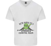 Dinosauro In Arrivo Nuovo Baby Gravidanza Uomini T-Shirt In Cotone A V