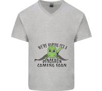 Dinosauro In Arrivo Nuovo Baby Gravidanza Uomini T-Shirt In Cotone A V