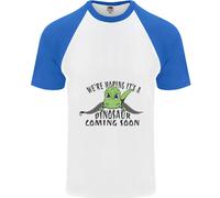 Dinosauro In Arrivo Nuovo Baby Gravidanza Uomo T-Shirt Baseball A Maniche Corte