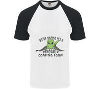 Dinosauro In Arrivo Nuovo Baby Gravidanza Uomo T-Shirt Baseball A Maniche Corte