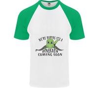 Dinosauro In Arrivo Nuovo Baby Gravidanza Uomo T-Shirt Baseball A Maniche Corte