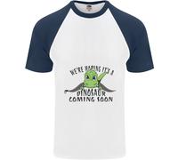 Dinosauro In Arrivo Nuovo Baby Gravidanza Uomo T-Shirt Baseball A Maniche Corte