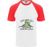 Dinosauro In Arrivo Nuovo Baby Gravidanza Uomo T-Shirt Baseball A Maniche Corte