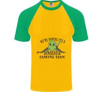 Dinosauro In Arrivo Nuovo Baby Gravidanza Uomo T-Shirt Baseball A Maniche Corte