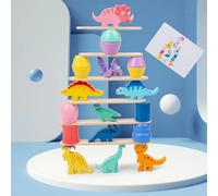 Dinosauro in legno impilabile gioco di puzzle a blocchi di bilanciamento,