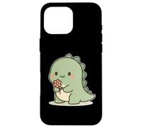 Dinosauro Kawaii Con Fiore Custodia per iPhone 16 Pro Max