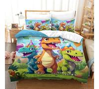 Dinosauro Microfibra Morbida Copripiumino 3 Pezzi,3D Motivo Dinosauro cartone animato Copripiumino,Copripiumino E Federe,con Chiusura A Cerniera E Federe Cuscino Per Adulti E Ragazzi Singolo 140x200cm