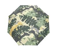 Dinosauro Mimetico Giungla Verde Ombrello Pieghevole Automatico Ombrelli Antivento Protezione UV da Viaggio per Bambini Ragazzi Ragazze