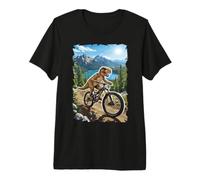 Dinosauro Mountain Bike Attraverso Forest Trail Maglietta Premium