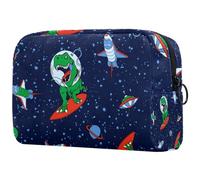 Dinosauro nello spazio piccola borsa per il trucco per le donne borsa cosmetica con cerniera borsa organizer accessori di bellezza, Multicolore 01, 18.5x7.5x13cm/7.3x3x5.1in