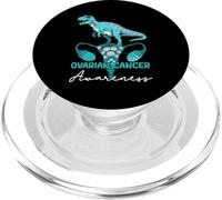 Dinosauro Ovarian Cancer Awareness Teal Ribbon Dinosaur T-rex PopSockets PopGrip per MagSafe